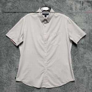 Mizzen Main Shirt Mens L Trim Fit Leeward Red Blue Geometric Performance Stretch